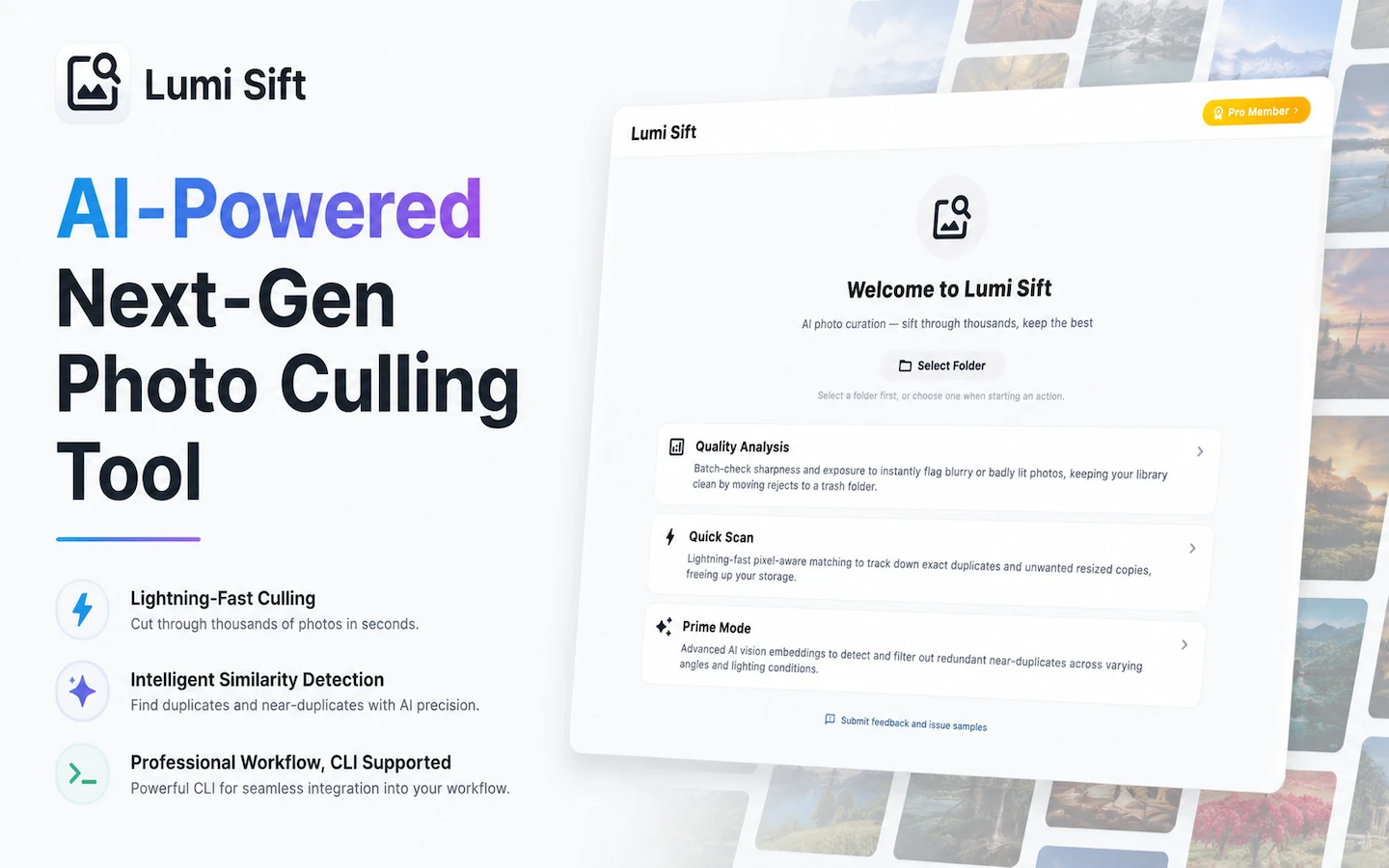 LumiSift · Next-Gen AI Photo Culling & Management